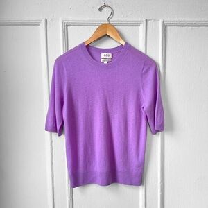 COS Lavender Cashmere Short Sleeve Lilac Knit Sweater Crew Neck Size Small  VGC